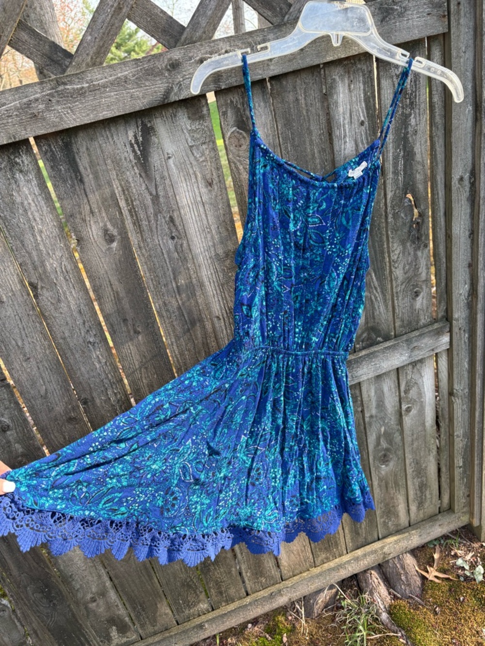 Ecote Blue and Teal Patterned Midi Dress
